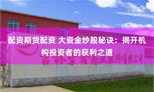 配资期货配资 大资金炒股秘诀:揭开机构投资者的获利之道